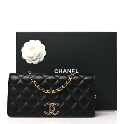 Chanel Lambskin Quilted CC Clutch On Chain Black 12 of 12