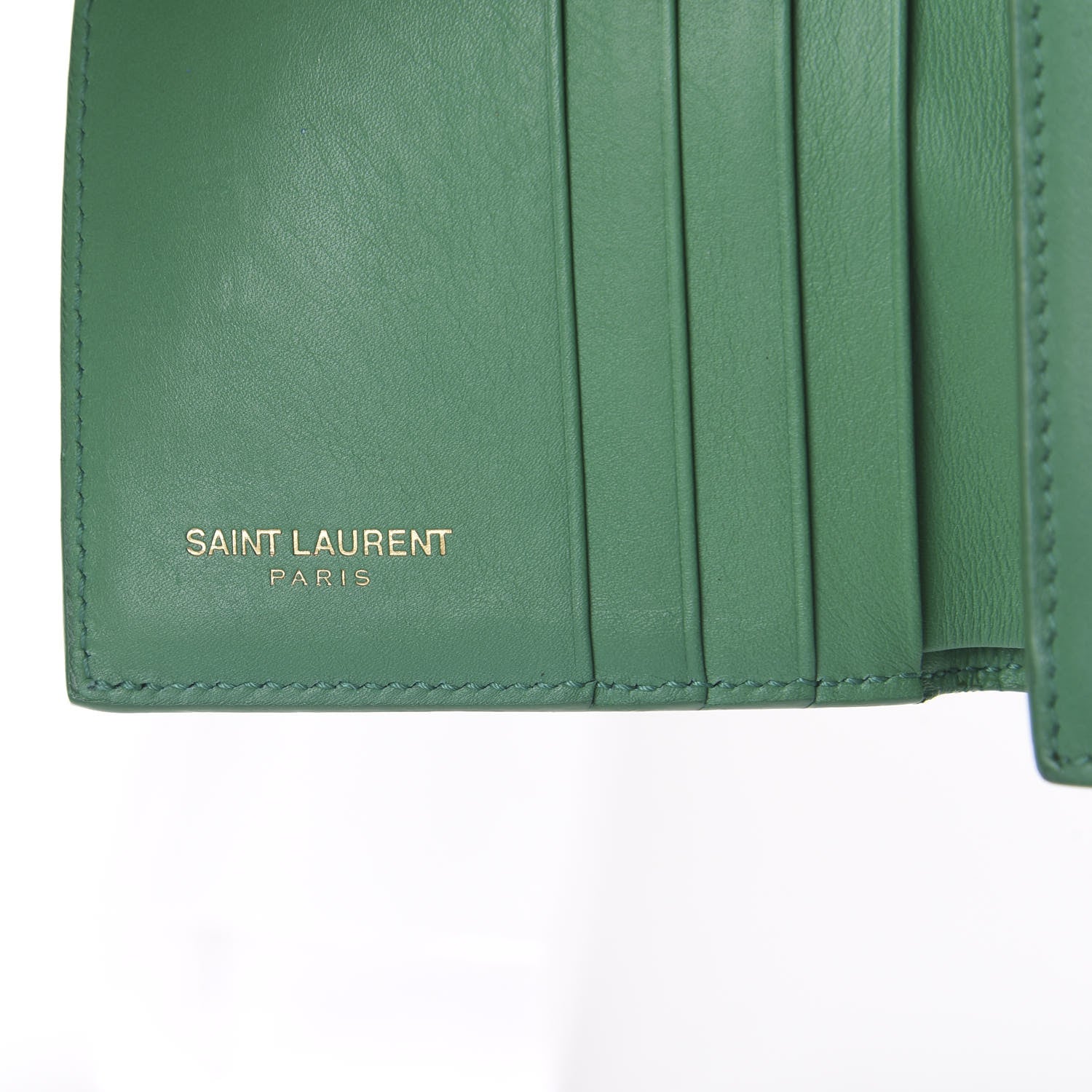 Saint Laurent Calfskin Classic Y Compact Wallet Green 5 of 5