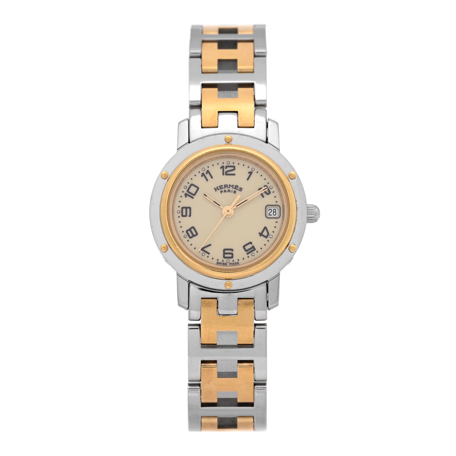 Hermes Stainless Steel 24mm Clipper Quartz Watch Gold 1 of 4