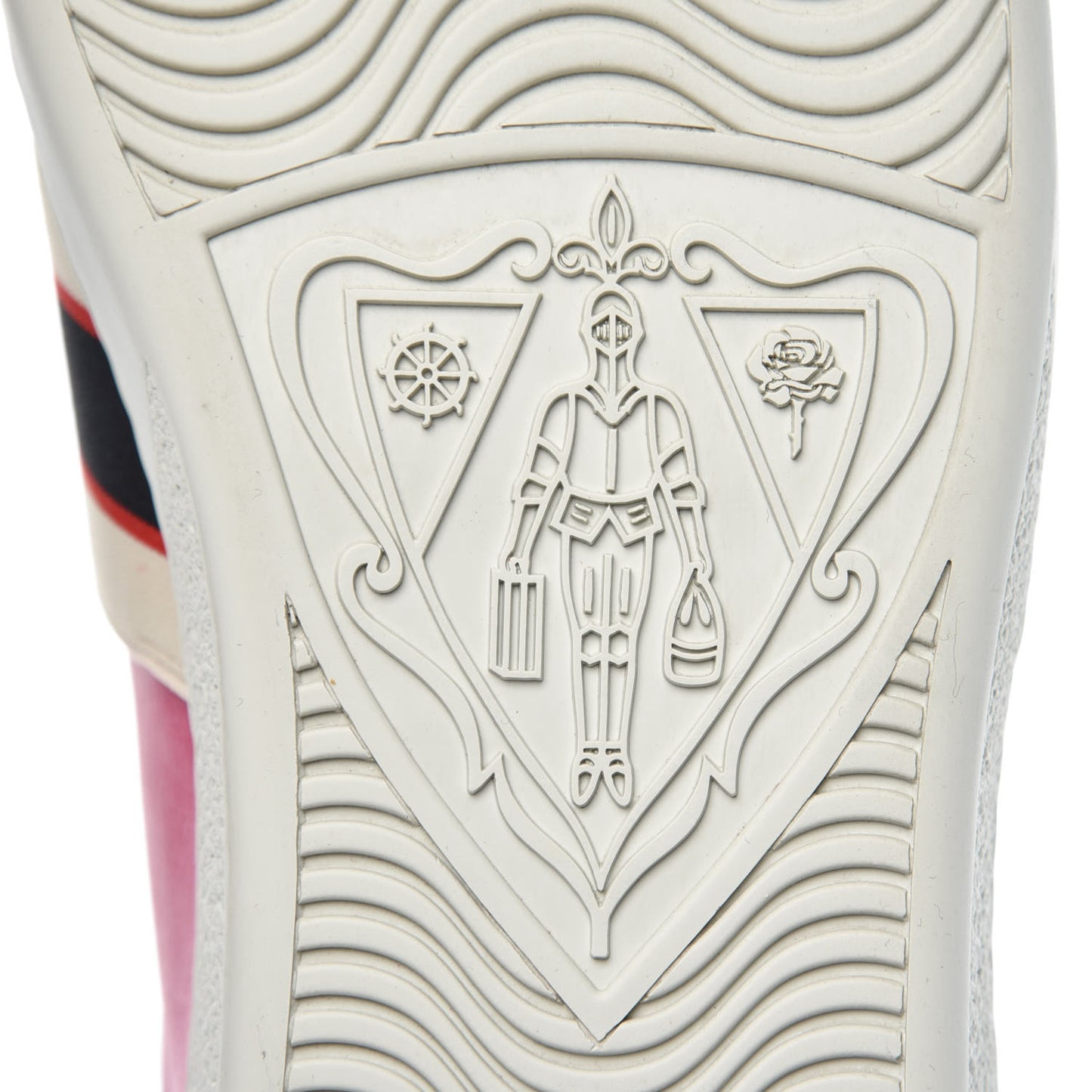 Calfskin Stripe Womens New Ace Sneakers 40.5 Box Pink Ecru Notte