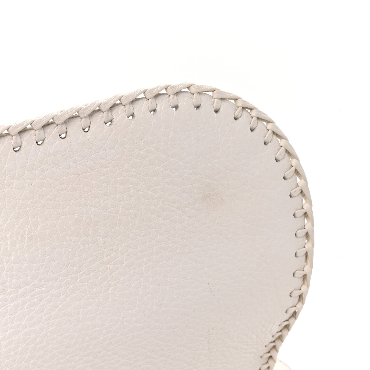 Pebbled Calfskin Braided Gaucho Double Saddle Flap Bag White