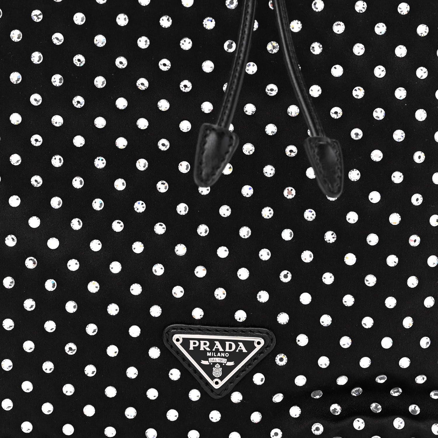 Prada Satin Crystal Metal Triangle Logo Drawstring Pouch Cristal 7 of 9