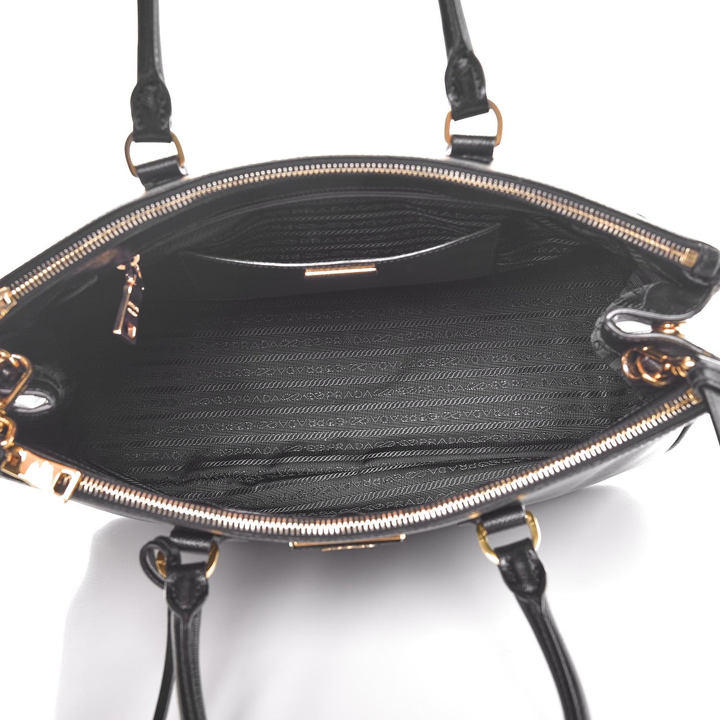 Saffiano Large Galleria Double Zip Tote Black