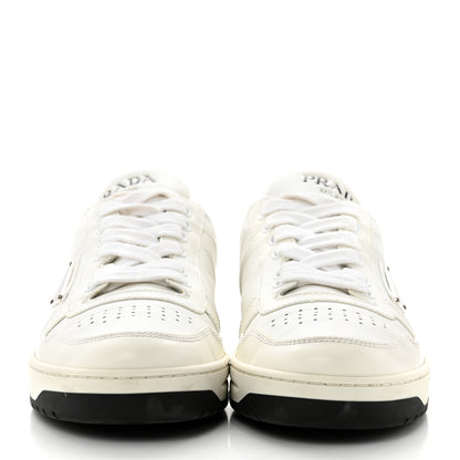 Prada Vitello Rois Triangle Womens Downtown Low Top 30mm Sneakers 39 White Black 3 of 11