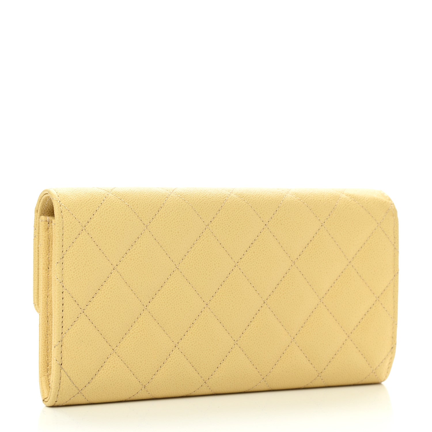 Chanel Caviar Quilted CC Flap Wallet Yellow 3 of 9