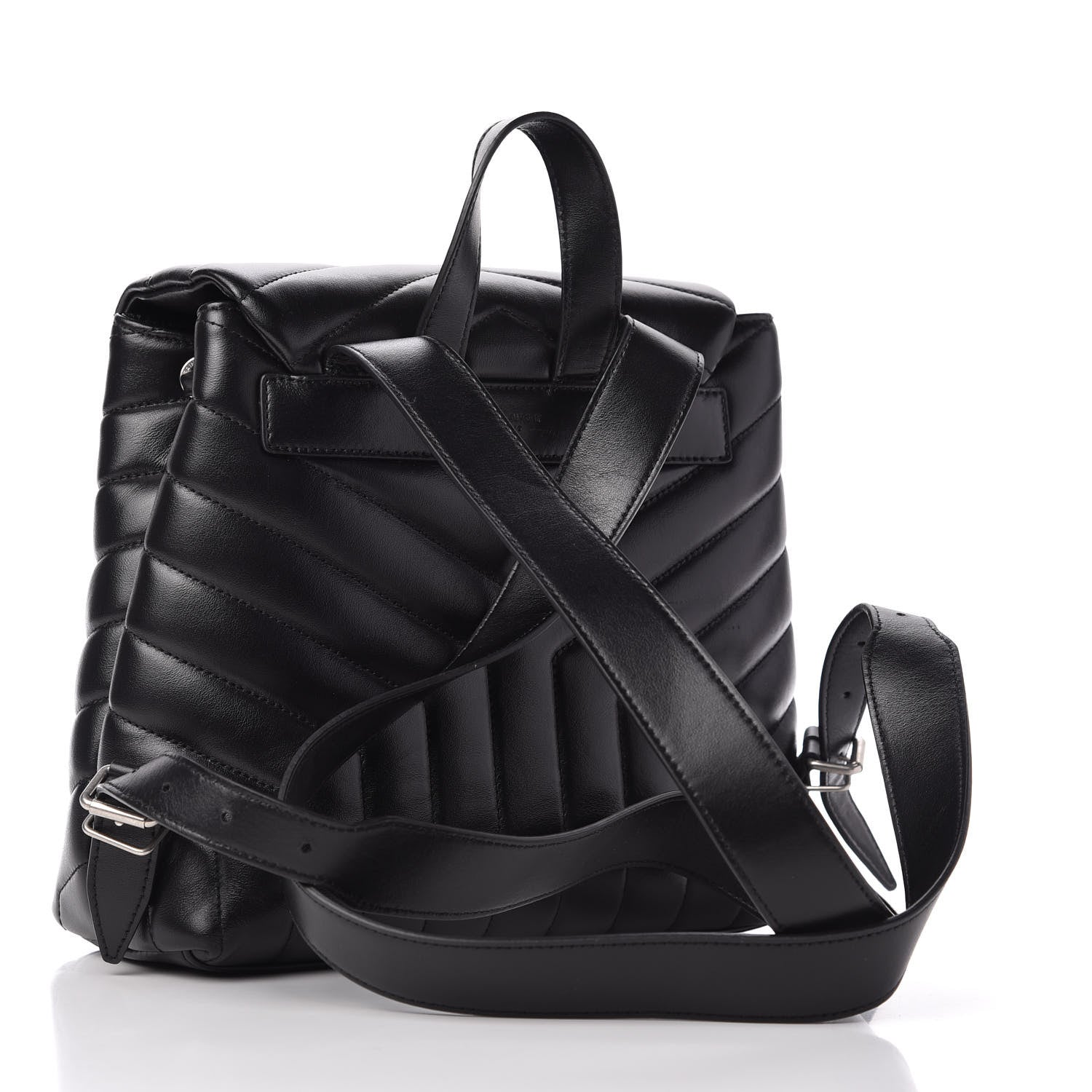 Saint Laurent Calfskin Y Quilted Monogram Small Loulou Backpack Black 3 of 10