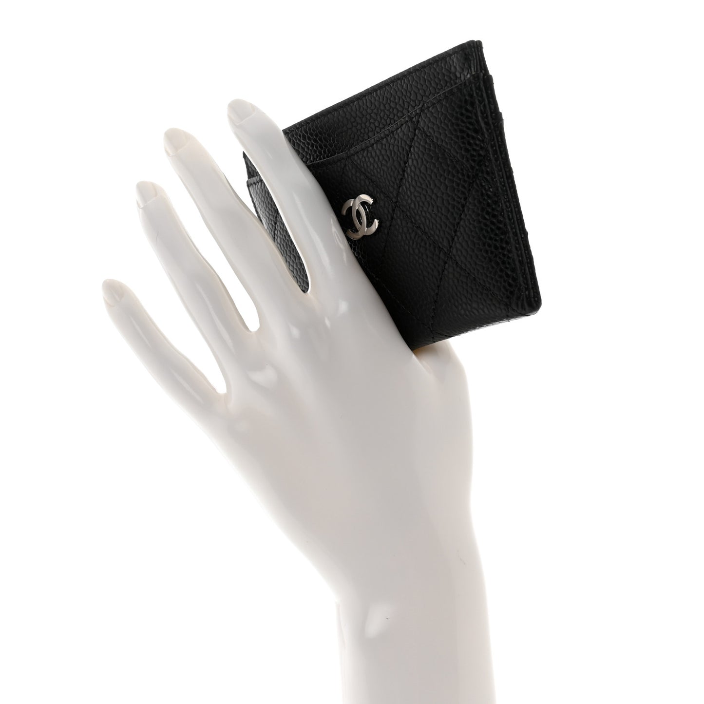 Caviar Quilted Card Holder Black