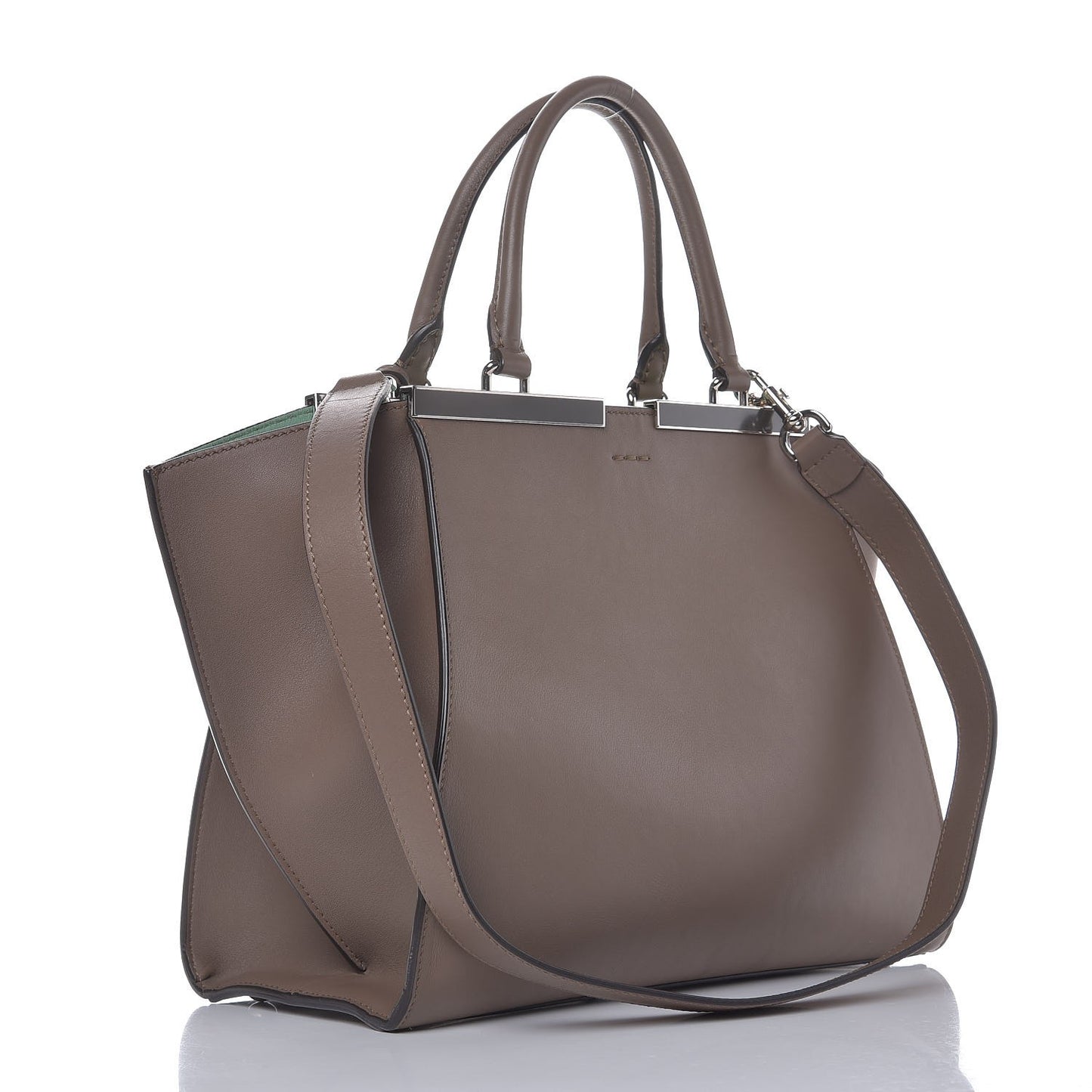 Vitello Dolce Shiny Nappa Petite 3Jours Tote Marrone Verde Acqua