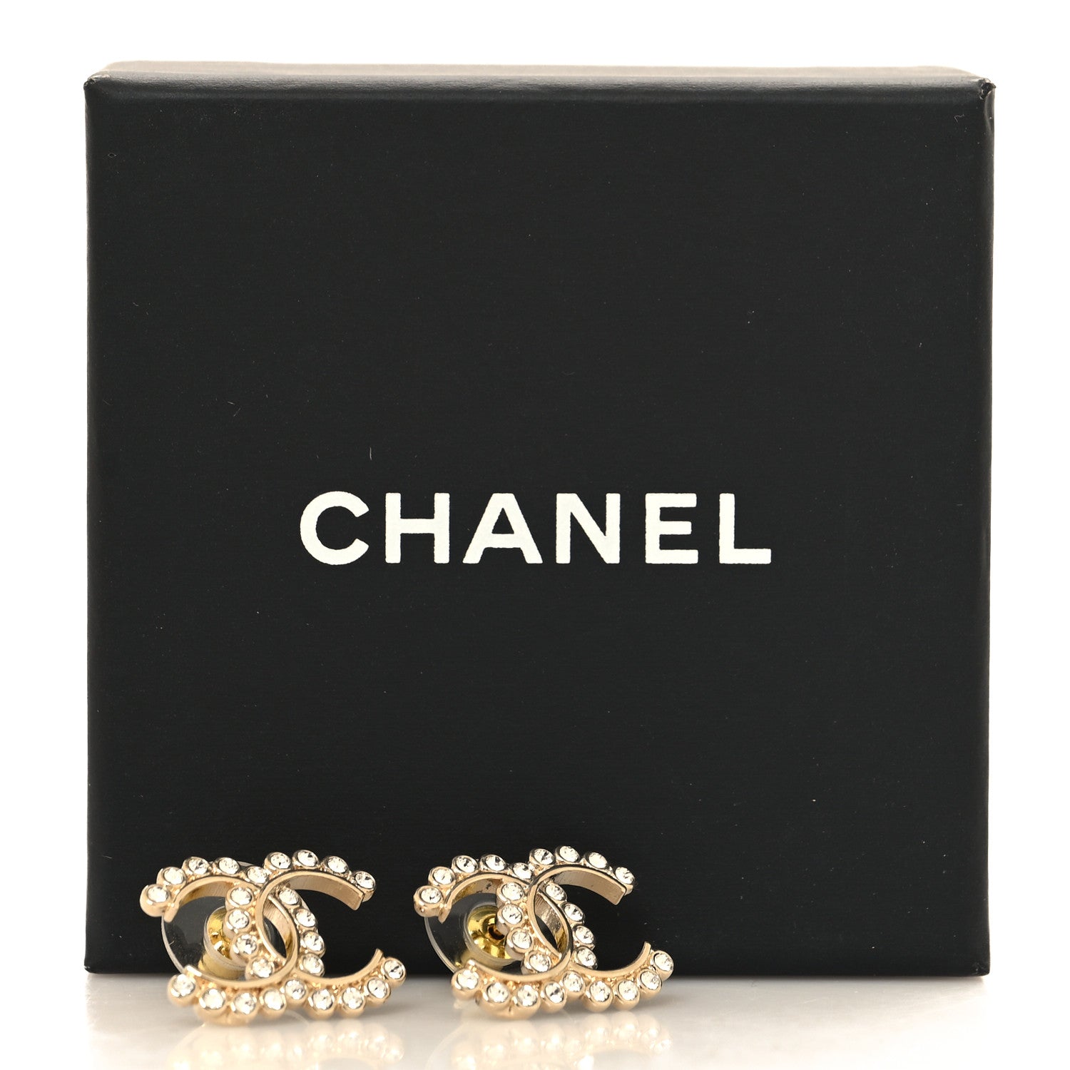 Chanel Crystal CC Earrings Gold 5 of 5