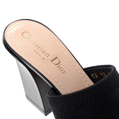 Christian Dior Cotton Embroidered D-Way Heeled Slide Sandal 36.5 Black 8 of 10