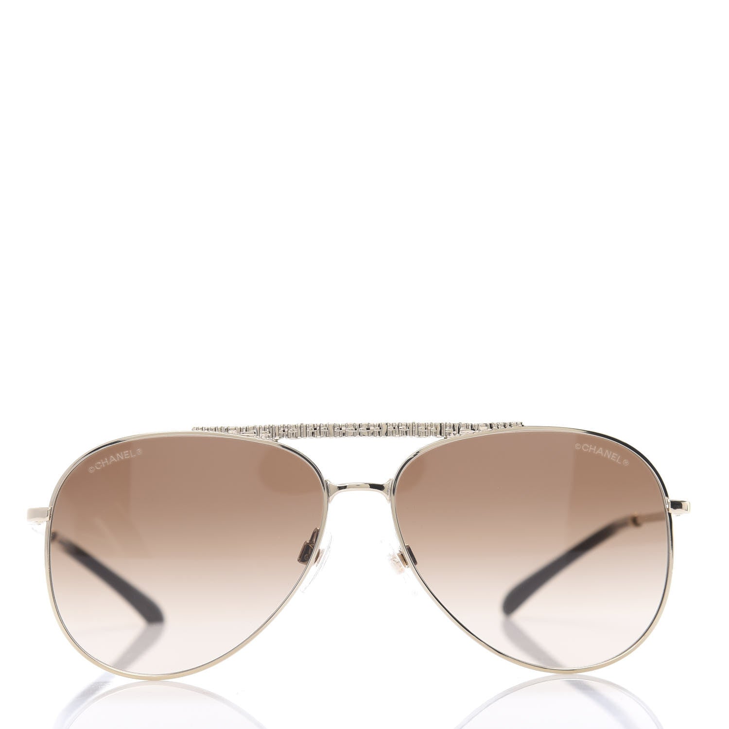 Chanel Aviator Metallic Pilot Sunglasses 4231 Gold 2 of 8