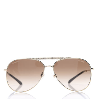 Chanel Aviator Metallic Pilot Sunglasses 4231 Gold 2 of 8