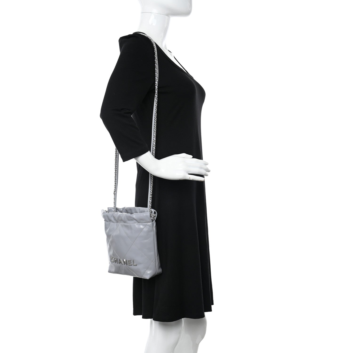 Chanel Shiny Calfskin Quilted Mini Chanel 22 Grey 2 of 11