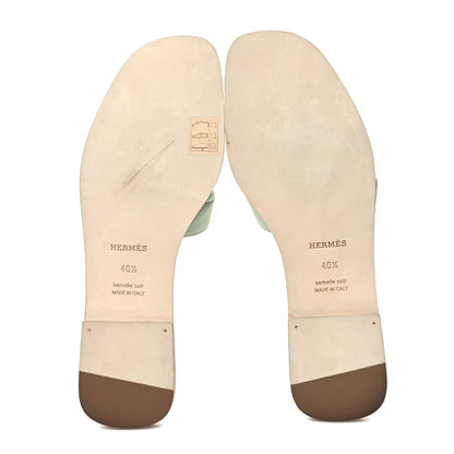 Hermes Epsom Oran Sandals 40.5 Vert Jade 5 of 9