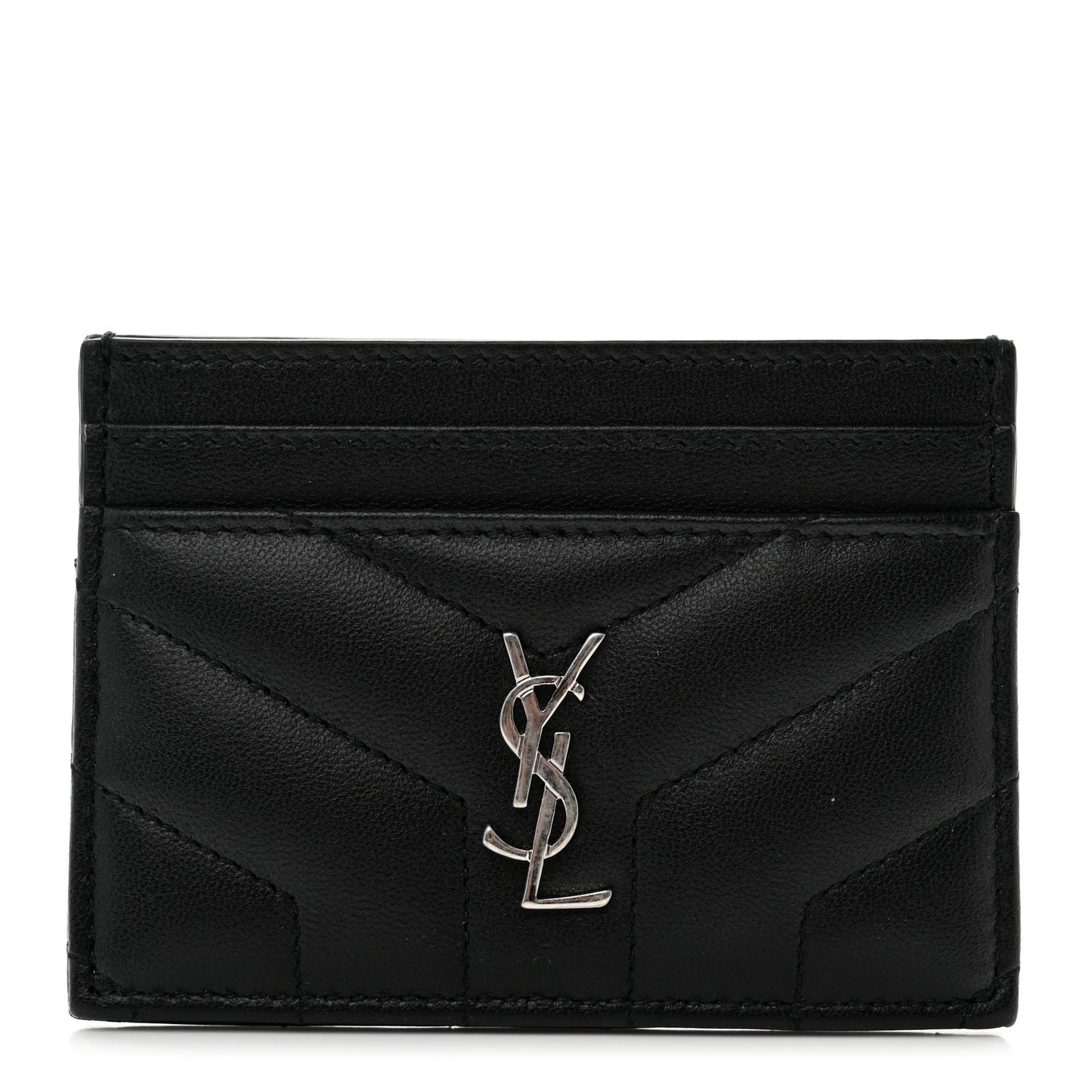 Calfskin Y Quilted Monogram LouLou Credit Card Case Black