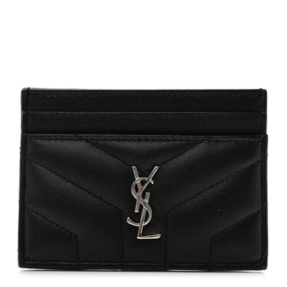 Saint Laurent Calfskin Y Quilted Monogram LouLou Credit Card Case Black 1 of 7