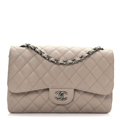 Chanel Washed Caviar Quilted Jumbo Double Flap Taupe 1 of 10