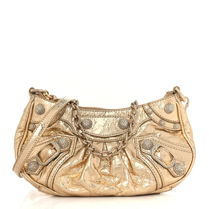Balenciaga Metallic Arena Agneau Crystal Le Cagole Mini Purse With Chain Light Gold 1 of 8