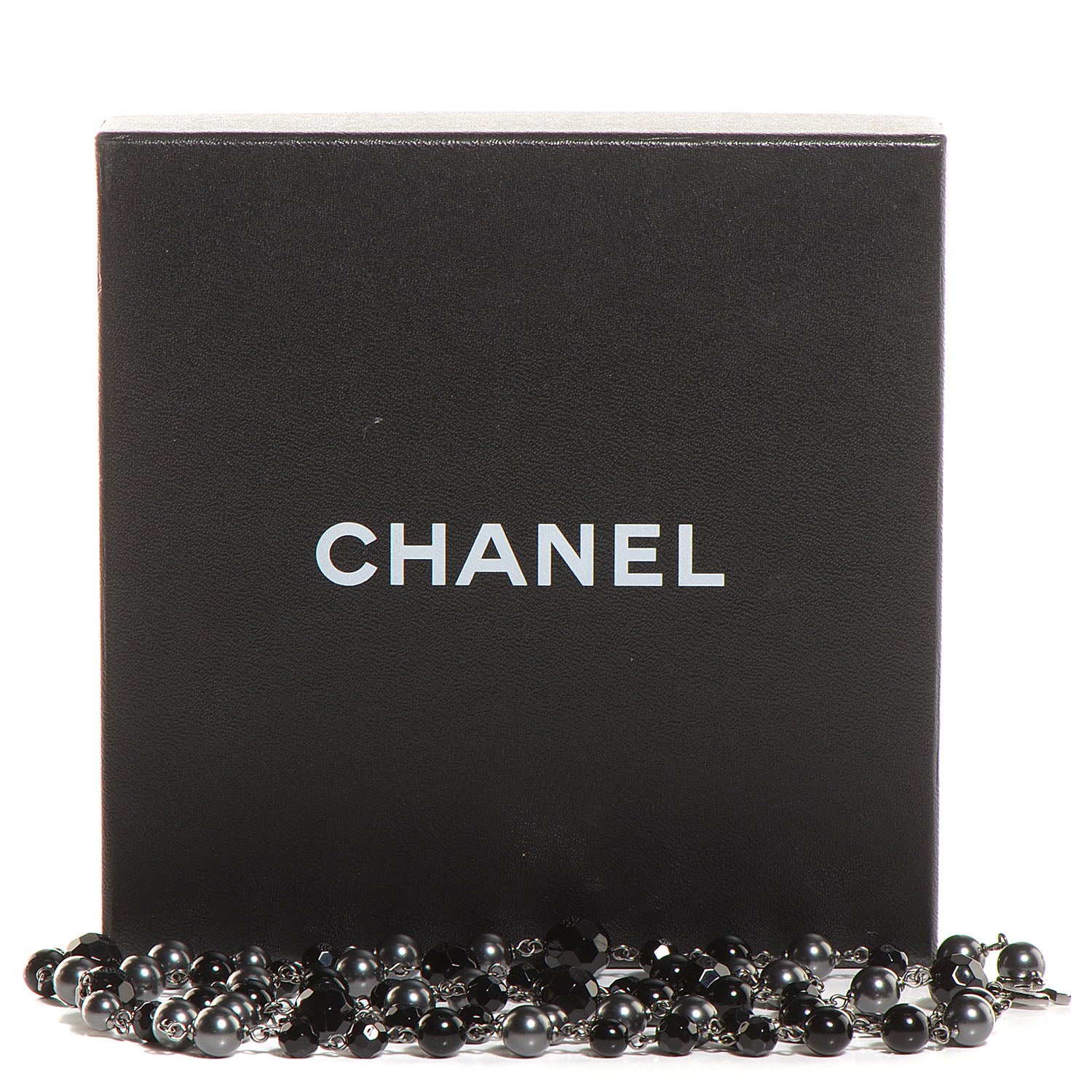 Chanel Ruthenium Pearl Beaded CC Long Necklace Black 6 of 6