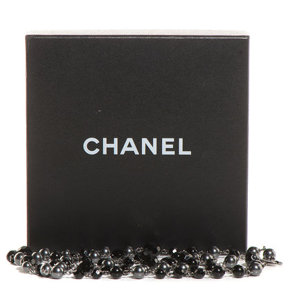 Chanel Ruthenium Pearl Beaded CC Long Necklace Black 6 of 6