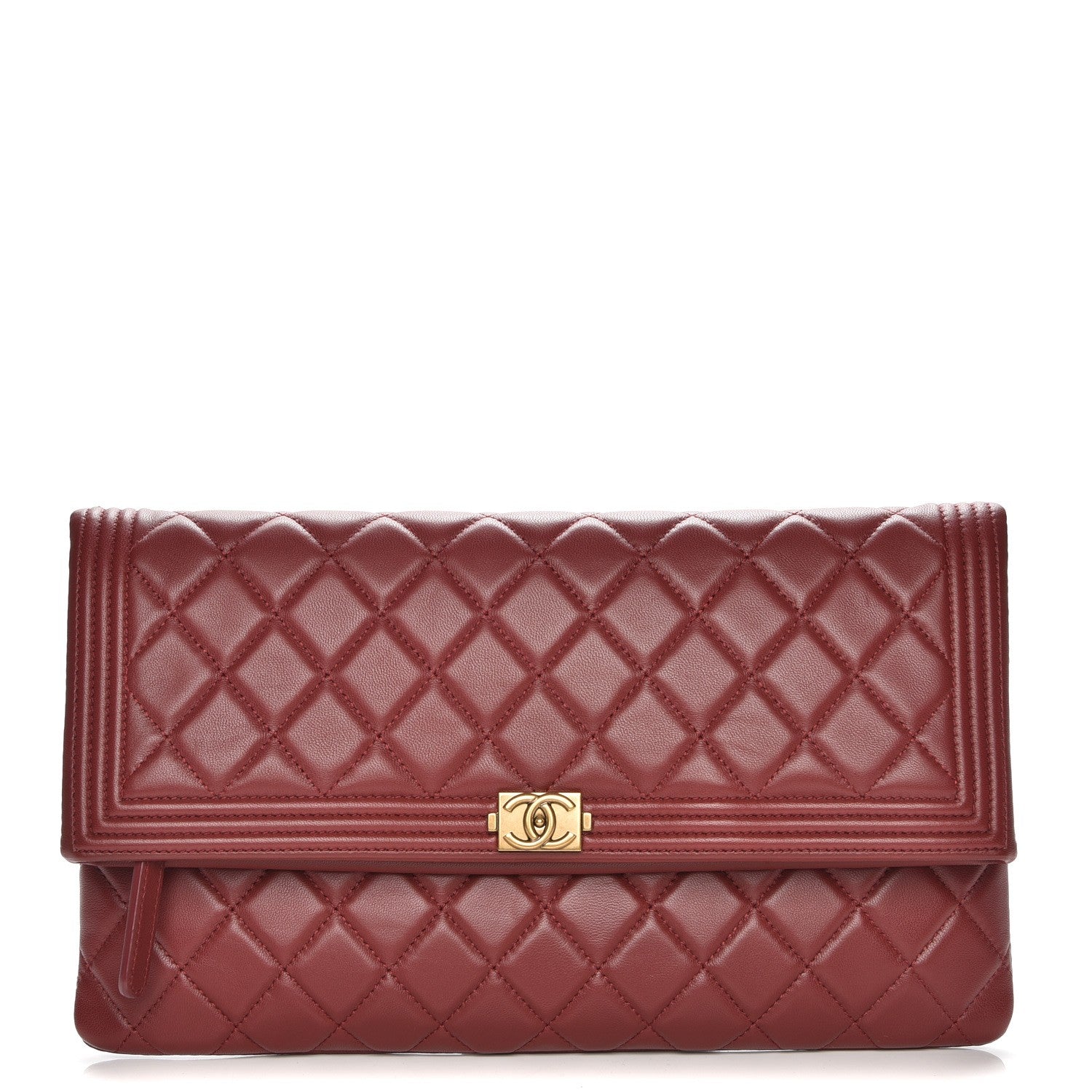 Chanel Lambskin Quilted Beauty CC Boy Clutch Red 1 of 9