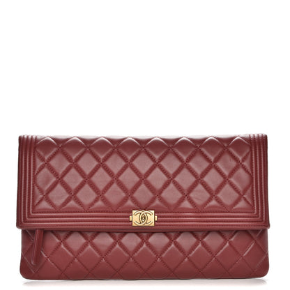 Chanel Lambskin Quilted Beauty CC Boy Clutch Red 1 of 9