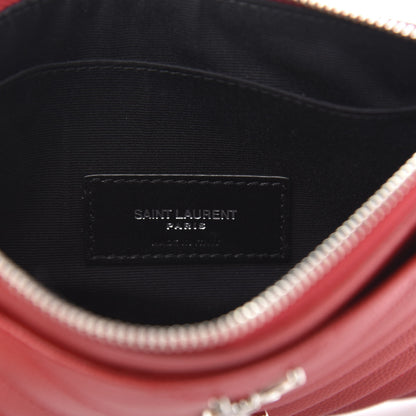 Saint Laurent Grain De Poudre Chevron Monogram Bill Pouch Rouge Eros 6 of 10