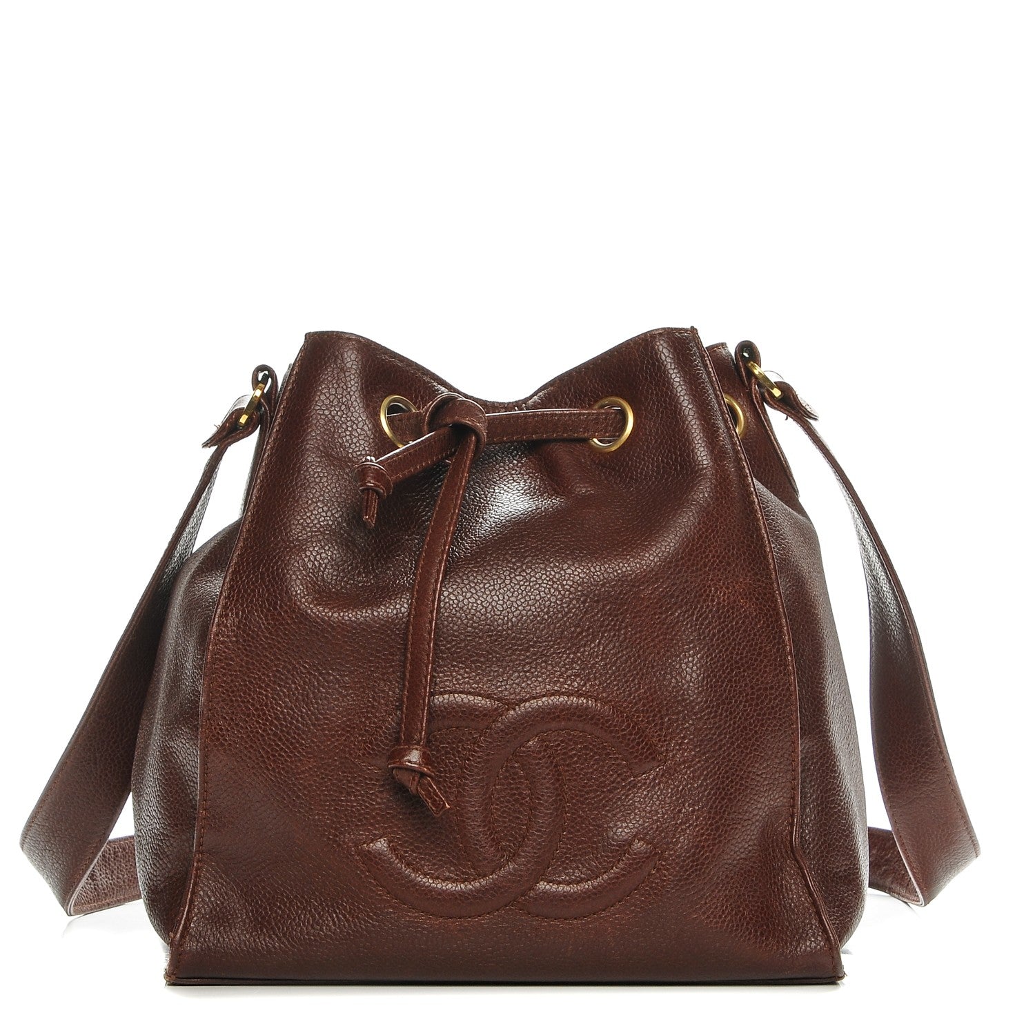 Chanel Caviar CC Drawstring Shoulder Bag Brown 1 of 8