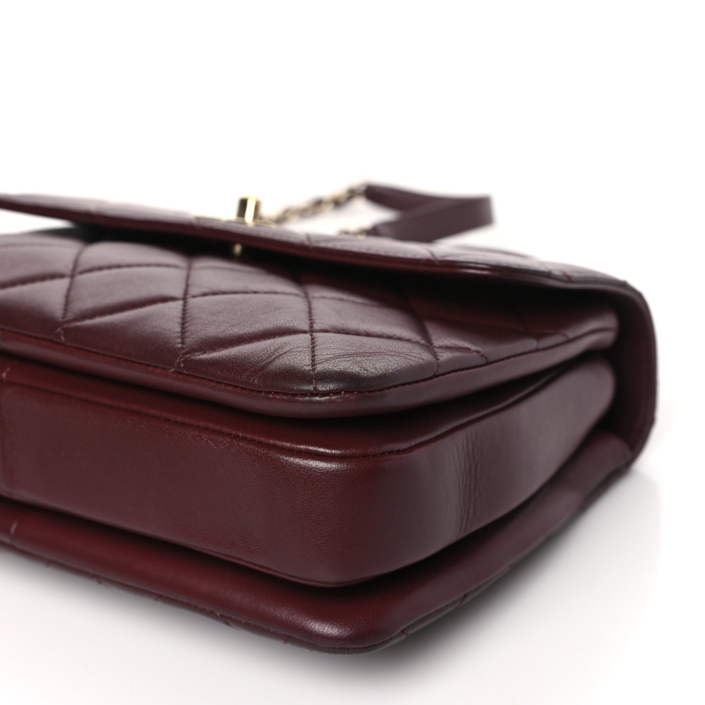 Lambskin Quilted Small Trendy CC Flap Dual Handle Bag Burgundy