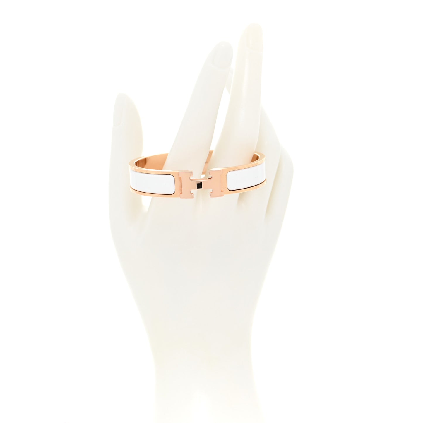 Enamel Narrow Clic Clac H Bracelet PM White