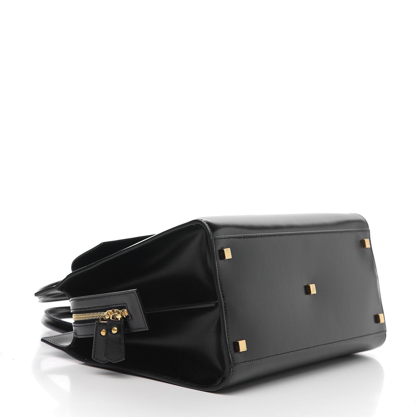 Shiny Calfskin Medium Uptown Tote Black