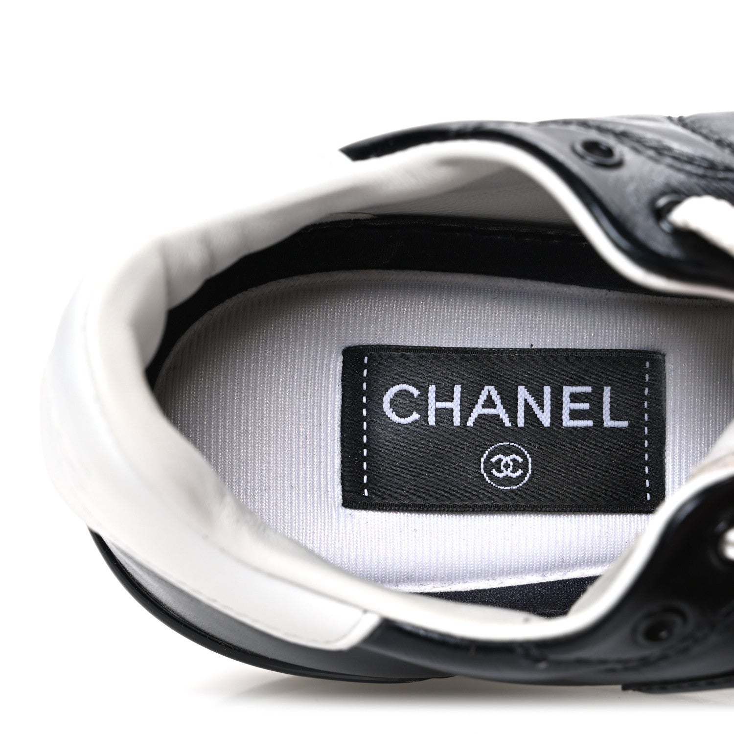 Chanel Calfskin Suede Quilted Womens Logo Sneakers 39 Black White 10 of 11