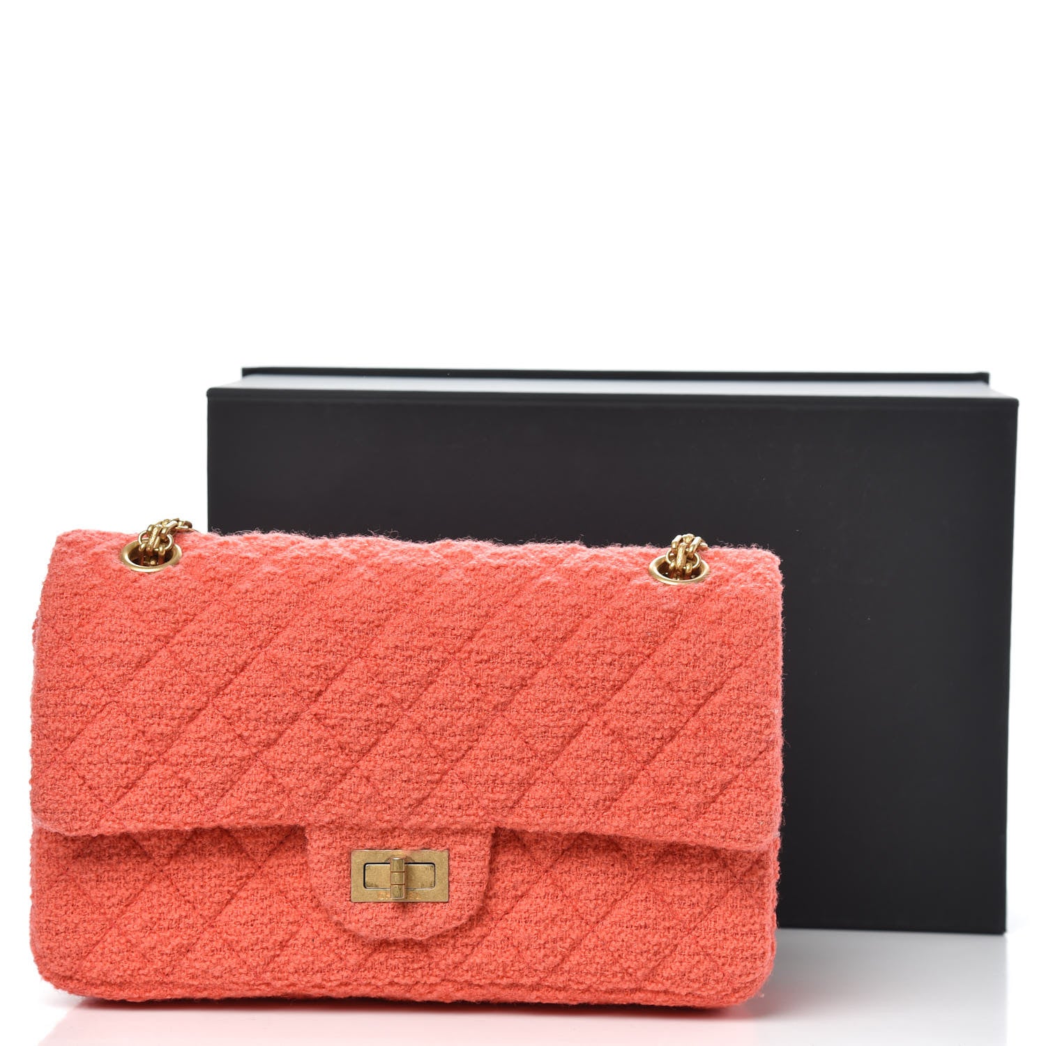 Chanel Wool Tweed Quilted 2.55 Reissue 225 Flap Coral 12 of 12