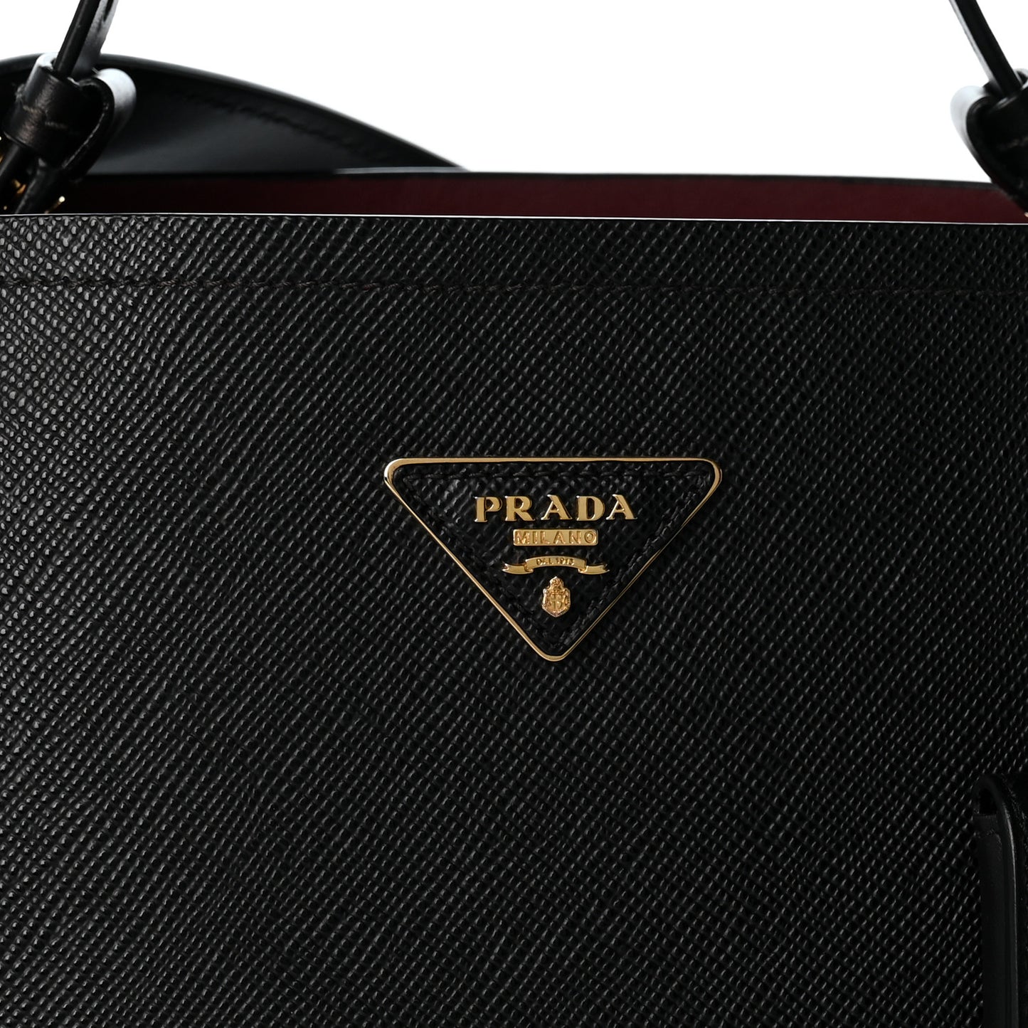 Saffiano Cuir Small Matinee Tote Black Cerise