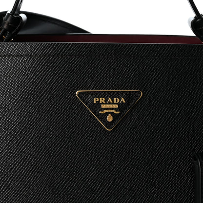 Prada Saffiano Cuir Small Matinee Tote Black Cerise 8 of 13