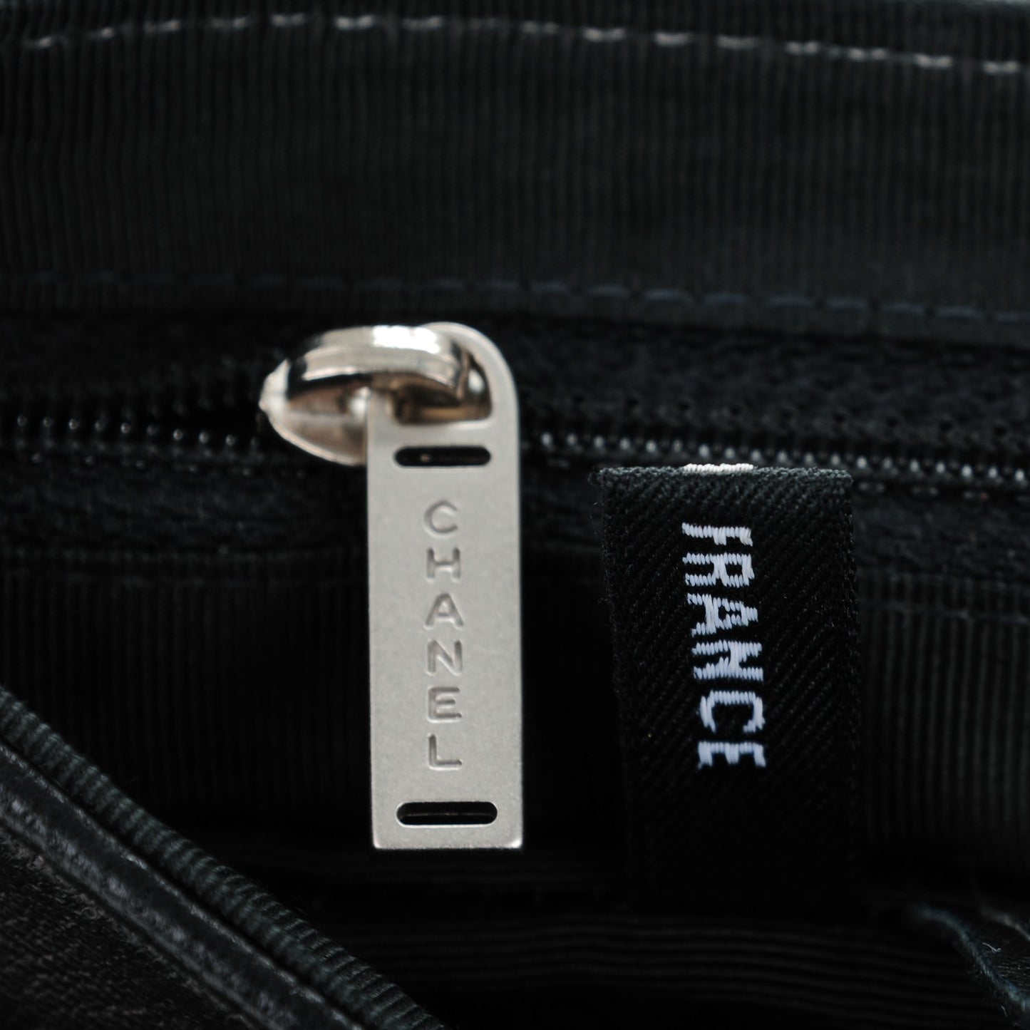 Lambskin Square Stitched Flap Black