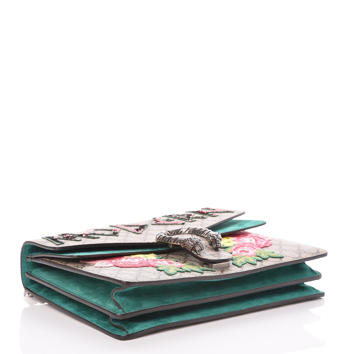 Gucci GG Supreme Monogram Embroidered Medium Dionysus Shoulder Bag Emerald 4 of 9