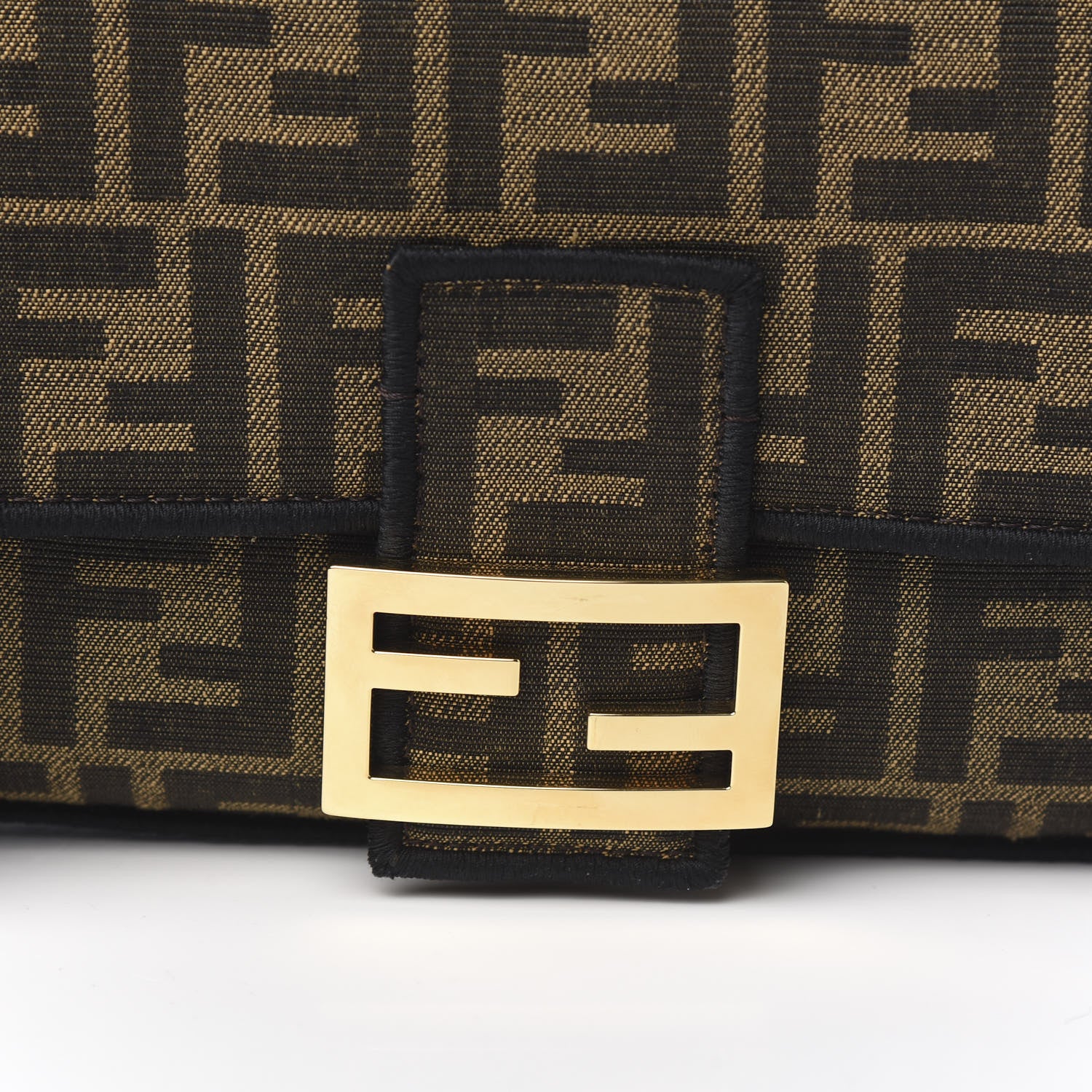 Fendi Fabric Jacquard FF 1974 Medium Baguette Tobacco Moro Black 11 of 11