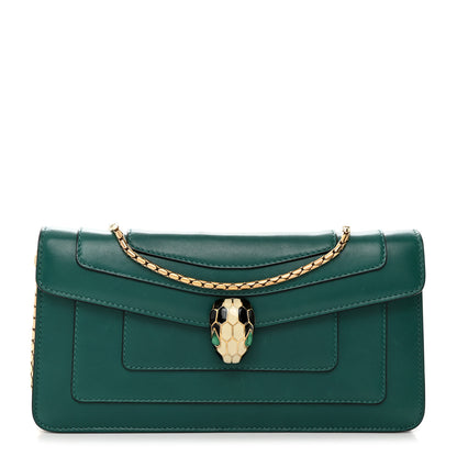 Bulgari Calfskin Serpenti Forever Flap Clutch Emerald Green 1 of 10