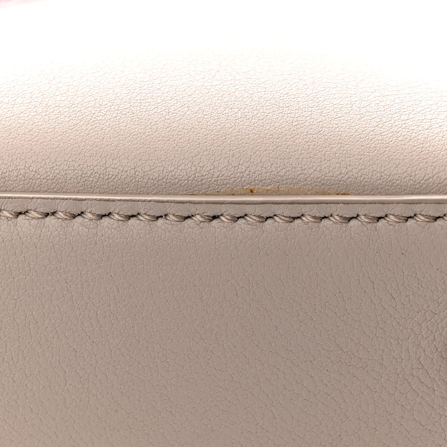 Fendi Vitello Dolce Fox Goat Bi-Color Sad Eyes Mirror Charm Petite 2Jours Tote Grigio Polvere Black 13 of 13
