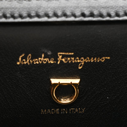 Salvatore Ferragamo Calfskin Embossed Logo Plaque Gancini Tote Black 7 of 10