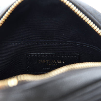 Saint Laurent Grain De Poudre Matelasse Chevron Quilted Round Vinyle Camera Bag Pebble 8 of 11