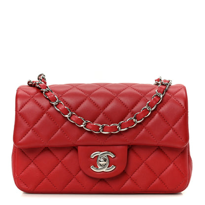 Chanel Lambskin Quilted Mini Rectangular Flap Dark Red 1 of 12