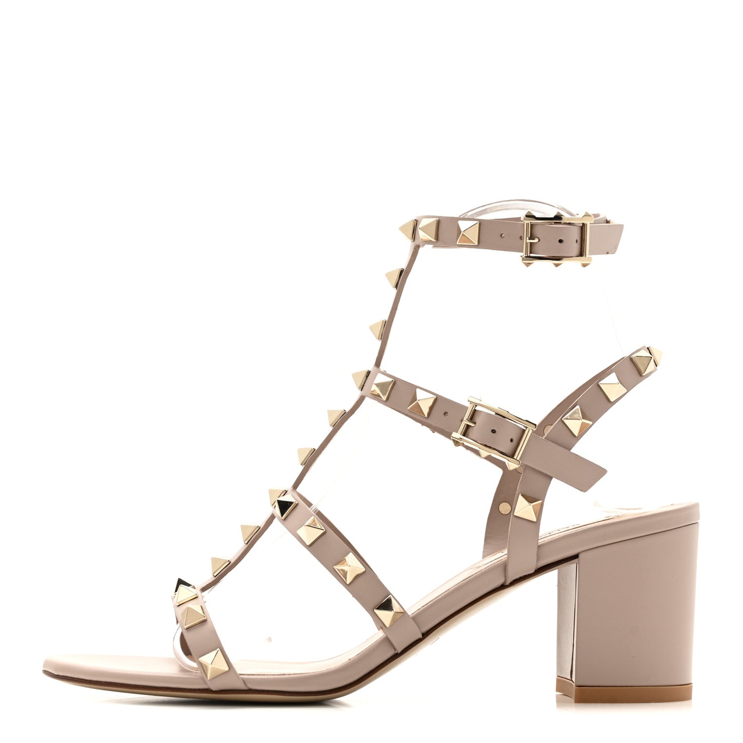 Calfskin Rockstud 60mm City Sandals 36.5 Poudre