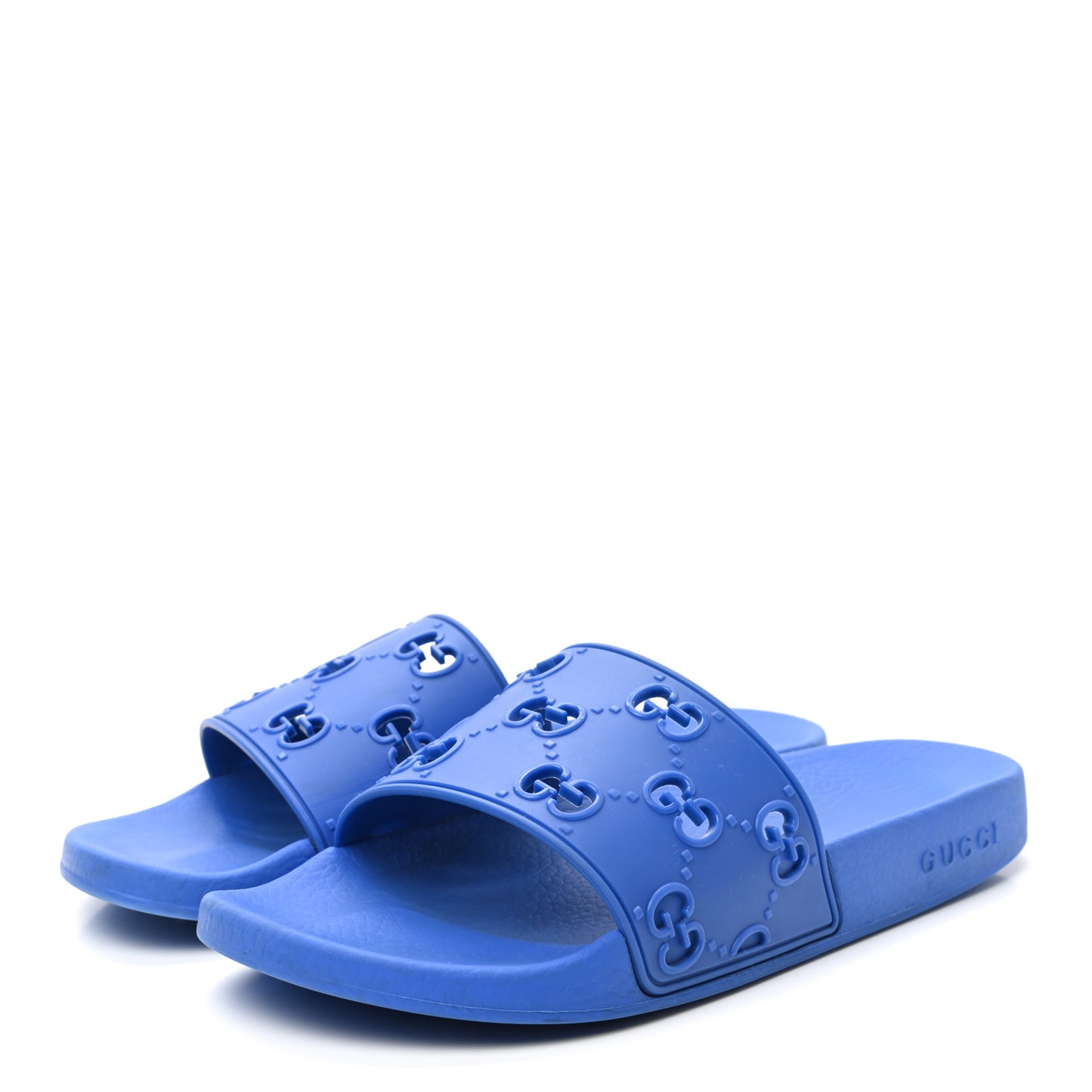 Rubber GG Monogram Mens Slide Sandals 8 Bright Splash