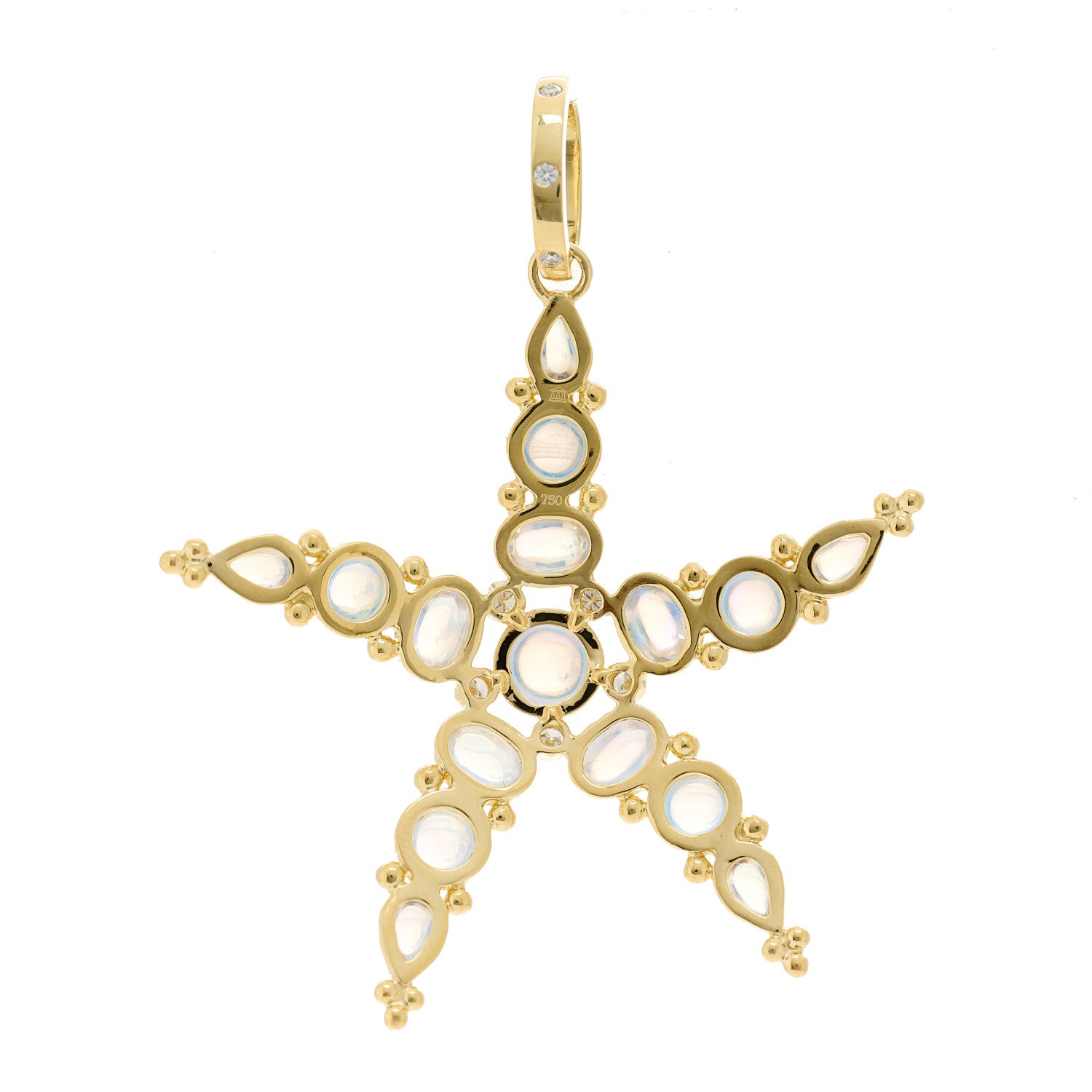 Temple St. Clair 18K Yellow Gold Diamond Blue Moonstone Large Sea Star Pendant 4 of 4