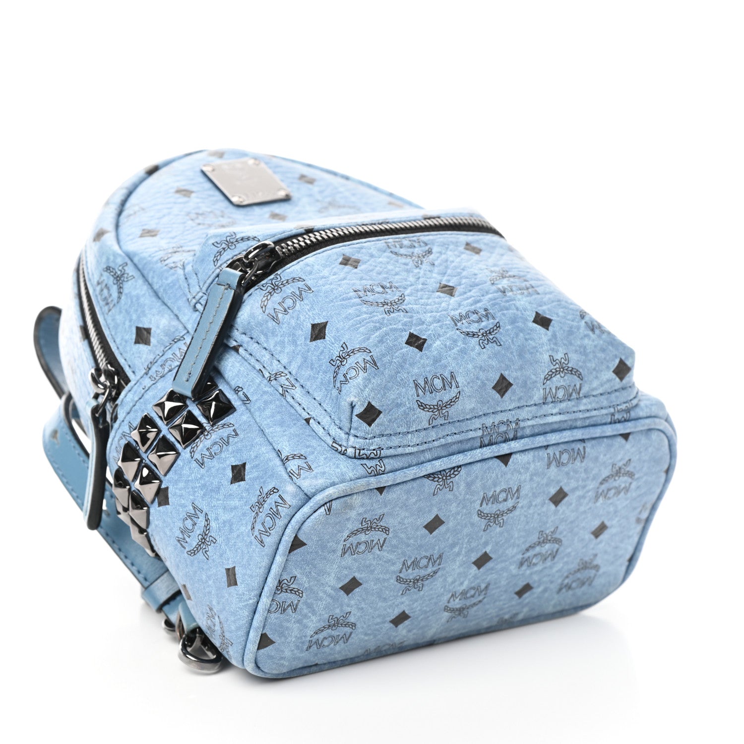 MCM Visetos Side Stud X-Mini Stark Bebe Boo Backpack Blue 4 of 9