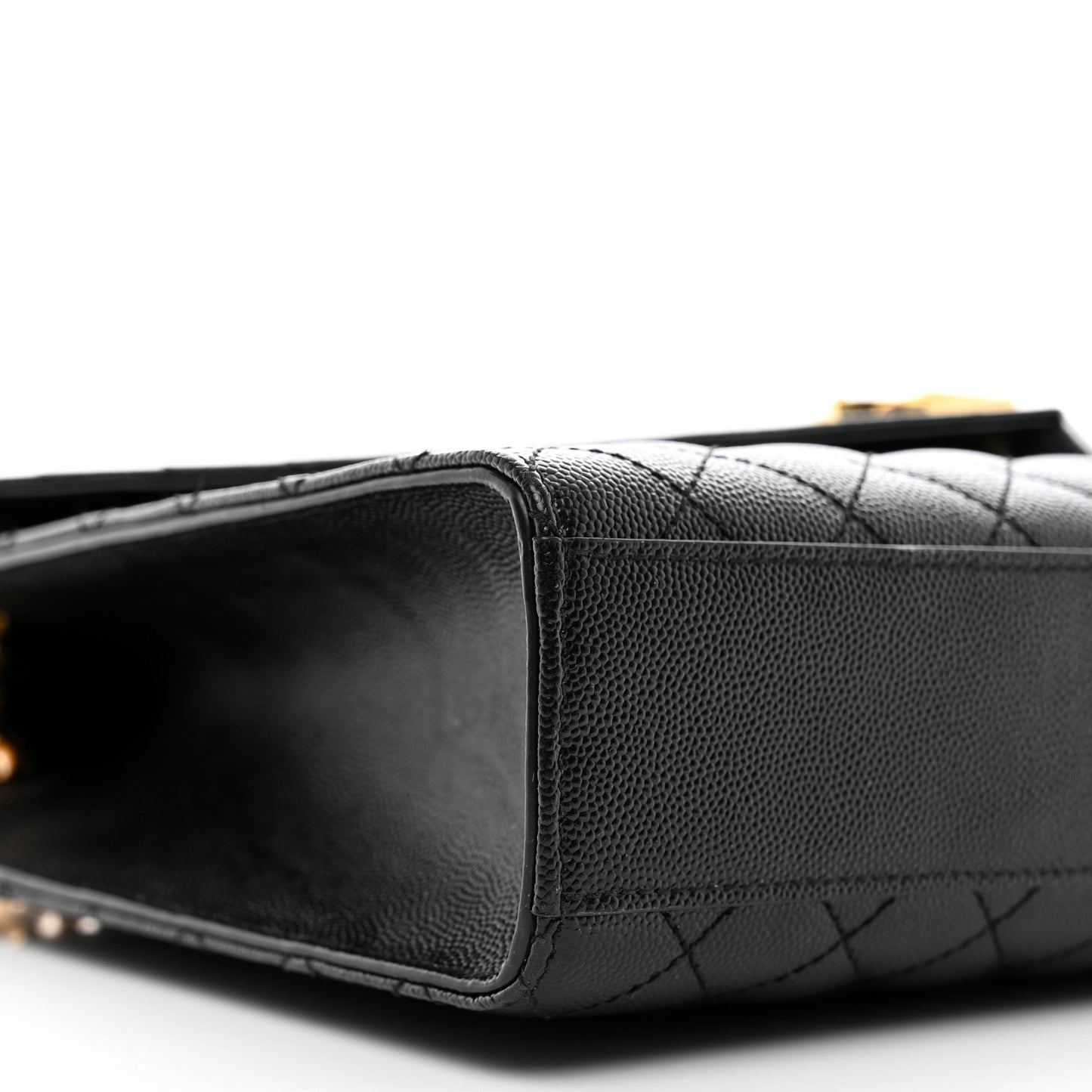 Grain De Poudre Textured Mixed Matelasse Large Triquilt Monogram Satchel Black