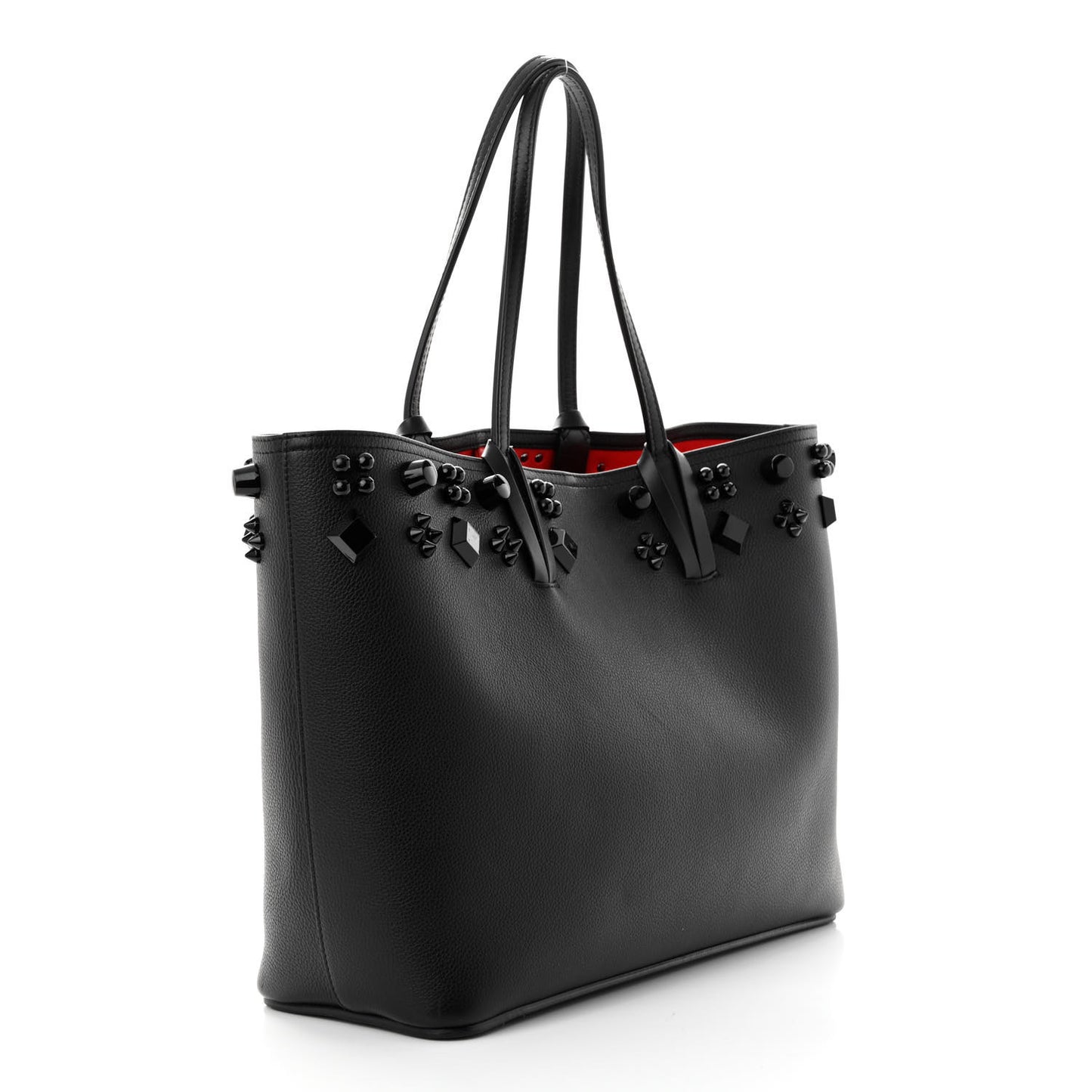 Calfskin Empire Spike Studded East West Cabata Tote Black