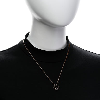 Van Cleef & Arpels 18K Rose Gold Diamond Black Onyx Vintage Alhambra Pendant Necklace 2 of 6